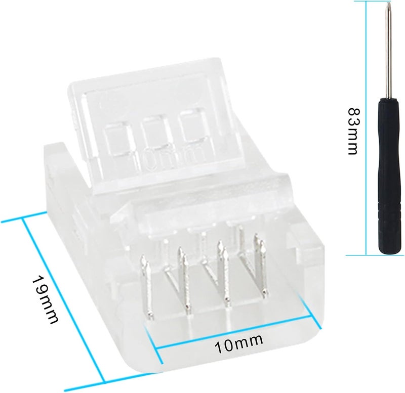RGBZONE 10 Pcs 4 Pin LED Connector, Strip to Strip RGB Connector for 10mm Waterproof or Non-Waterproof SMD 5050/3528 RGB LED Strip Lights - Image 2